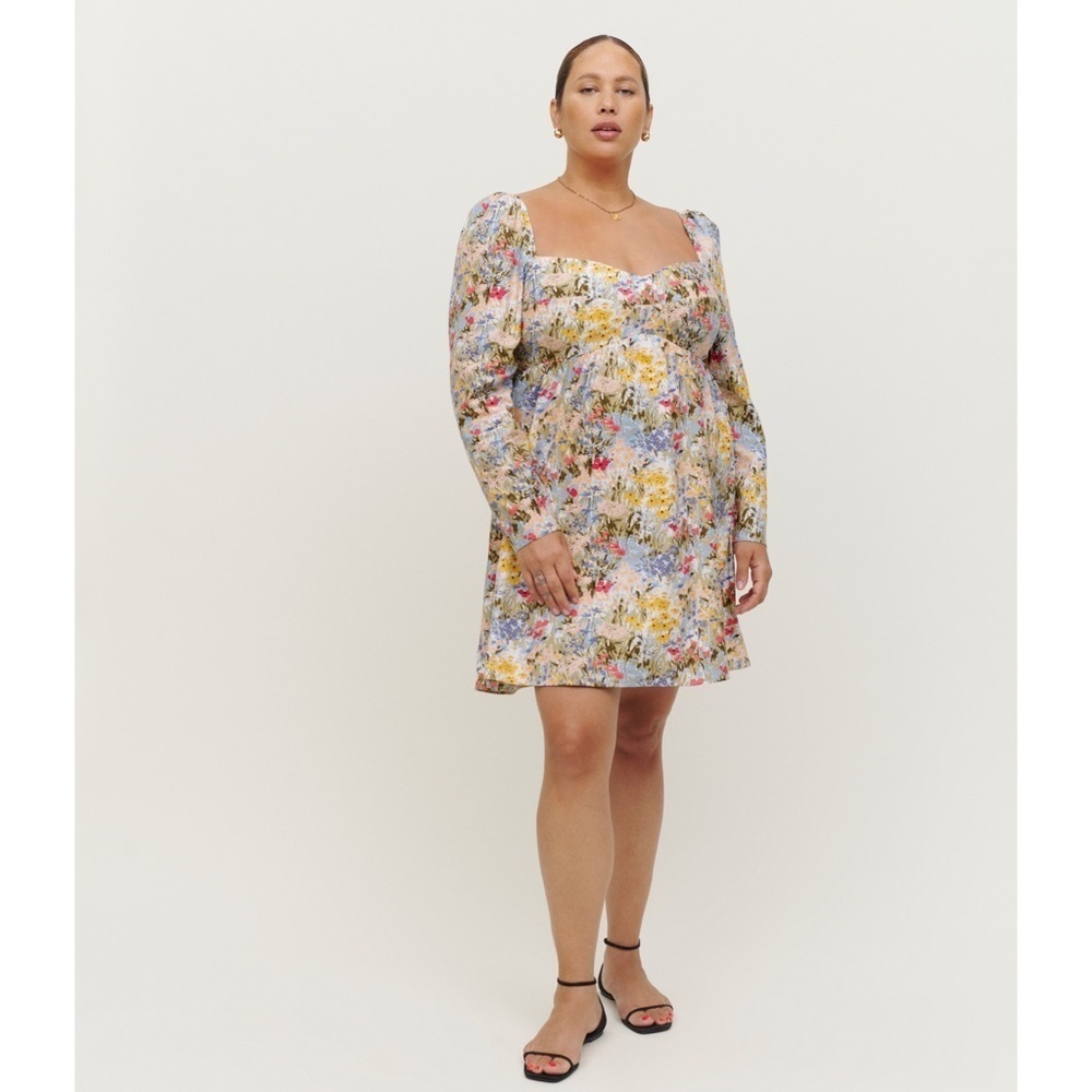 Reformation Floral Mini Dress in Yellow, Blue, Pink
